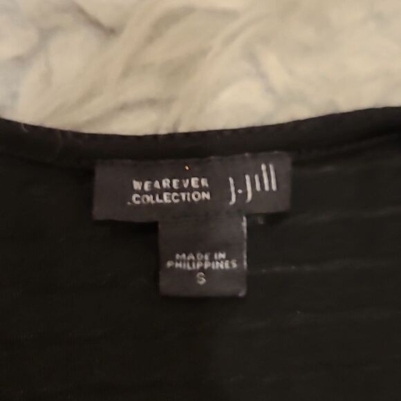 J Jill wearever collection black stripped rayon stretch open cardigan size small - Picture 3 of 5